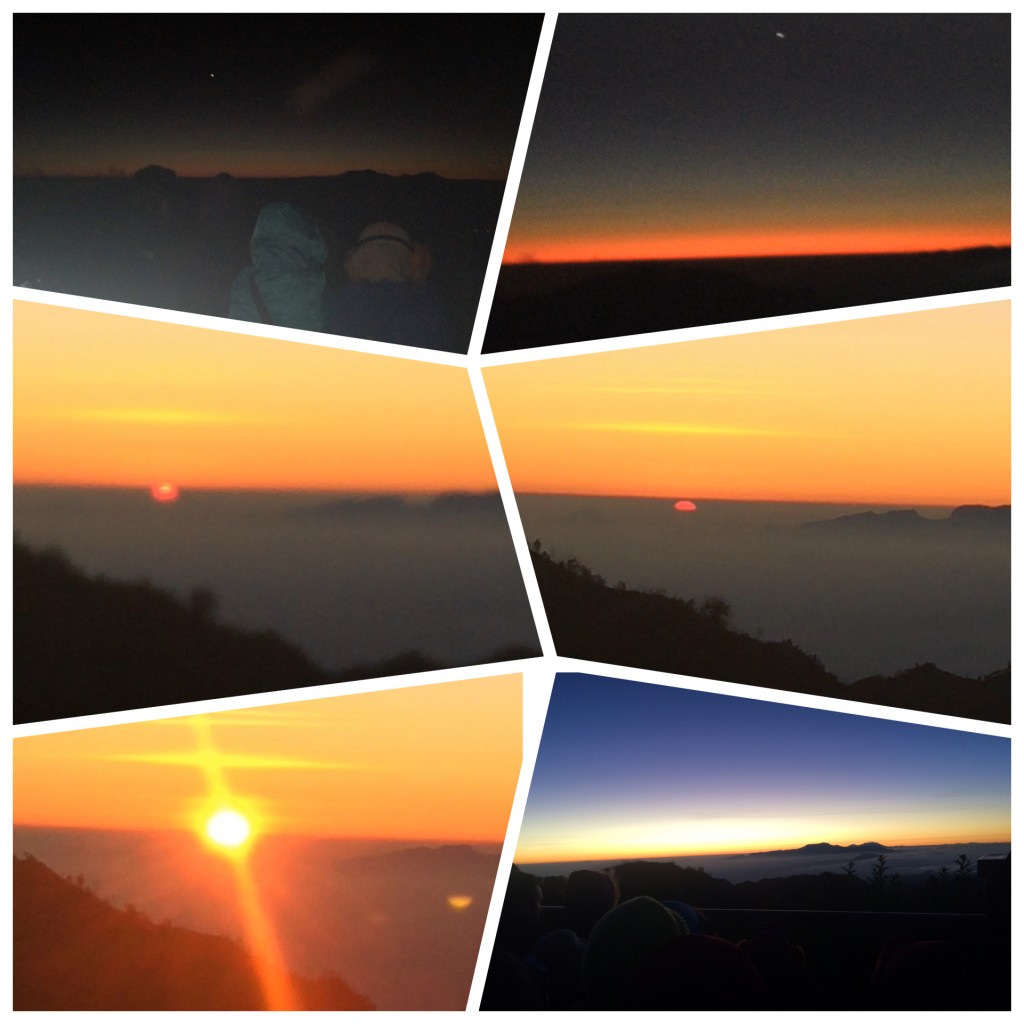Different moments in the sunrise at Mt Bromo