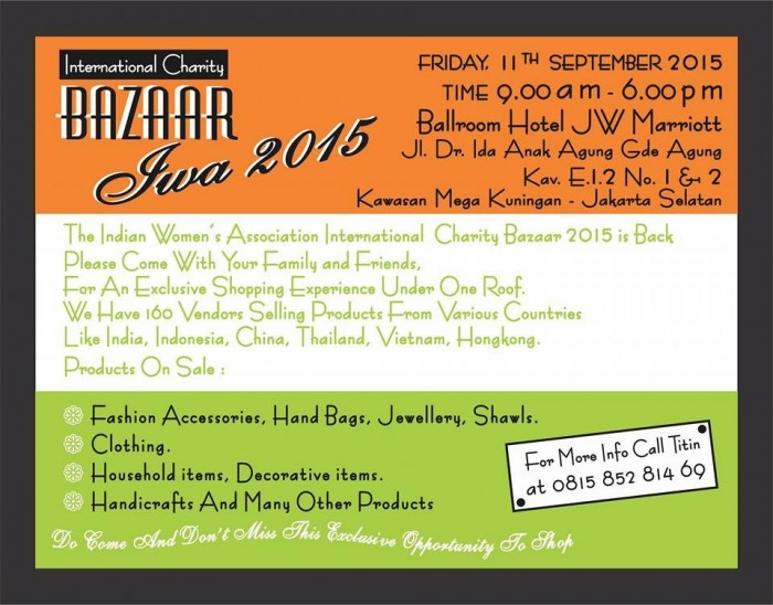 The Annual Indian Women's Association Bazaar on Friday, 11th September