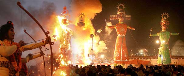 Burning the Ravana Effigy on Dussehra