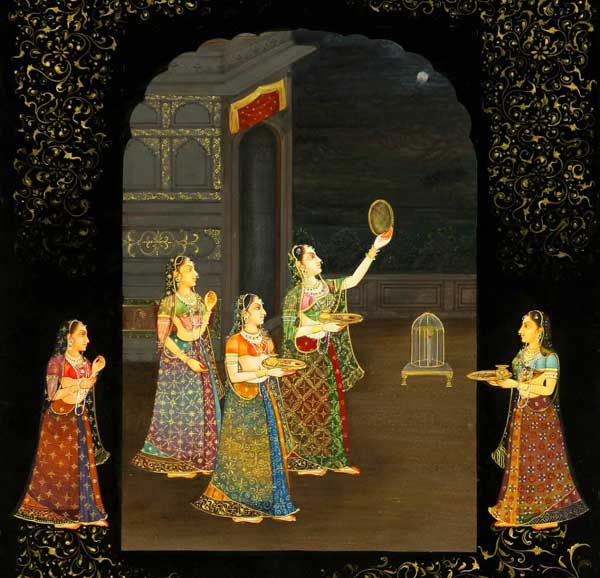 Karwa Chauth Indian Miniature painting