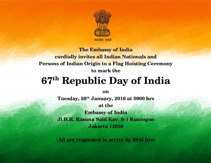 67th Republic Day of India Flag Hoisting Ceremony in Jakarta