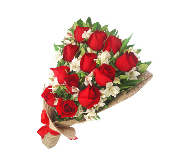12 Red Roses hand tied