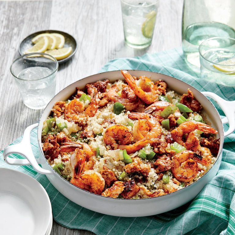 sausage shrimp and quinoa skillet