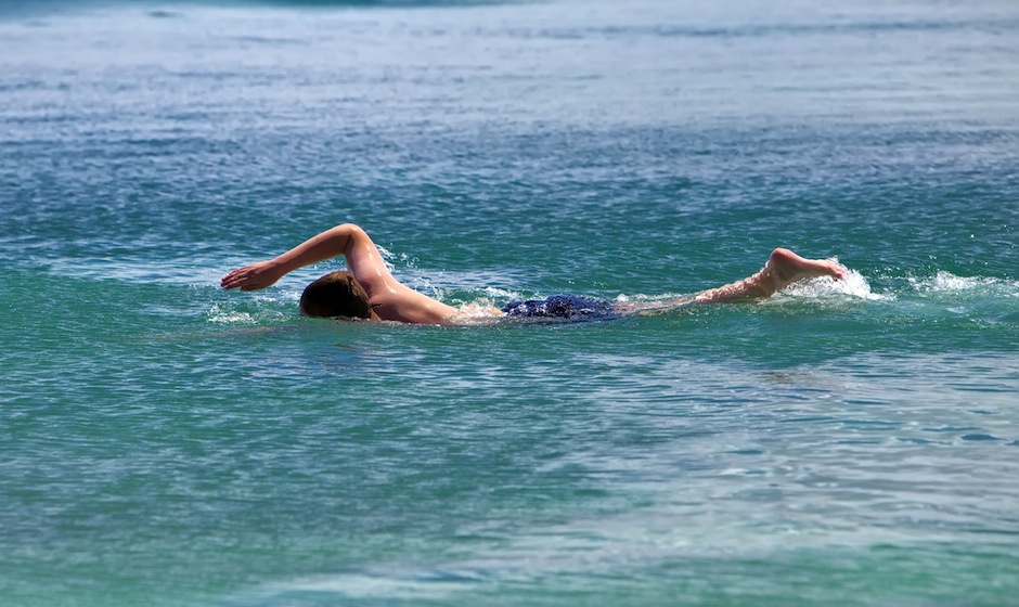 swimming in the beach