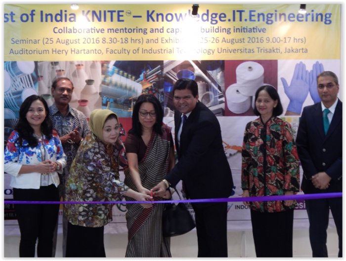 The Best of India KNITE Knowledge-IT-Engineering event is jointly launched by Ambassador of India to Indonesia Ms Nengcha Lhouvum (center) Ibu Asri Adjidarmo of Trisakti University (to her left) and M The Best of India KNITE Knowledge-IT-Engineering event is jointly launched by H.E Ambassador of India to Indonesia Ms Nengcha Lhouvum (center), Ibu Asri Adjidarmo of Trisakti University (to her left) and Mr Amol Titus of IndonesiaWISE (to her right).