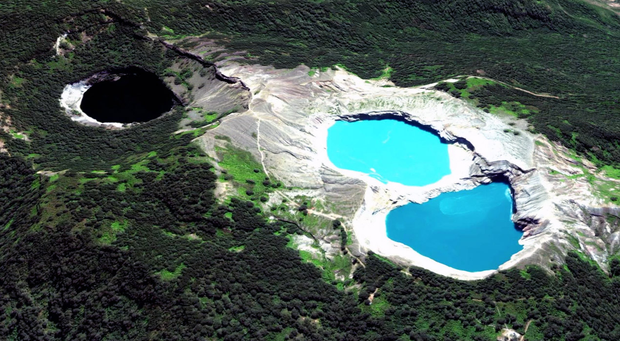 Aerial view of Kelimutu Lakes