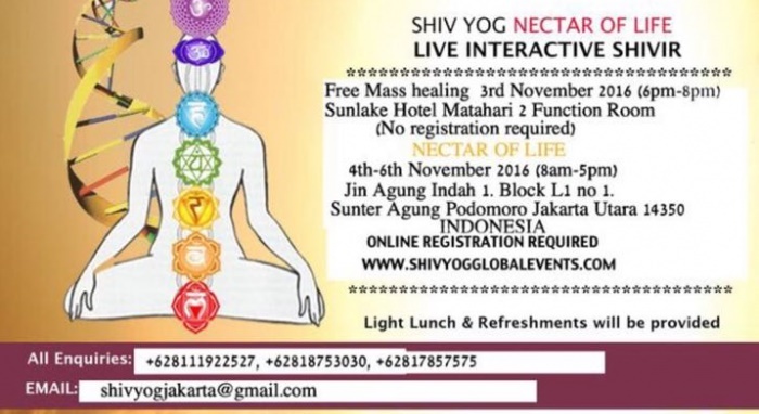 Shiv Yog Nectar of Life, Live Interactive Shivir in Jakarta, 4-6 Nov