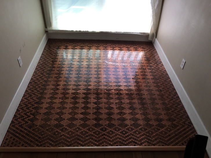 Using 13,000 Pennies to Decorate the Floor