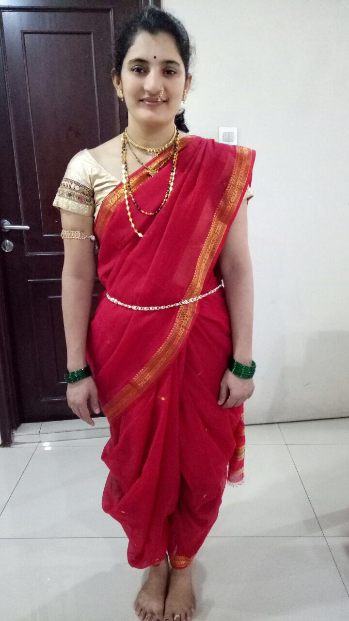 Maharashtrian Style Saree front view