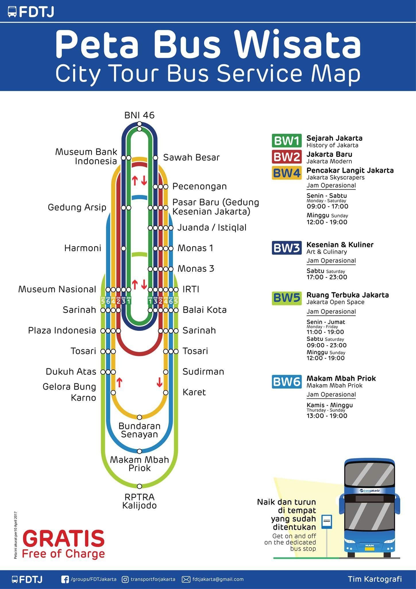 Jakarta City Tour Bus Service Route Map