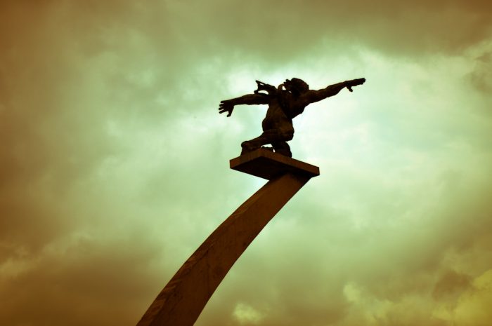 flying hanuman statue at Pancoran India in Indonesia photography campaign