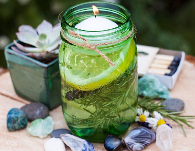 DIY: Floating Candles & Citronella Diffuser Mason Jar