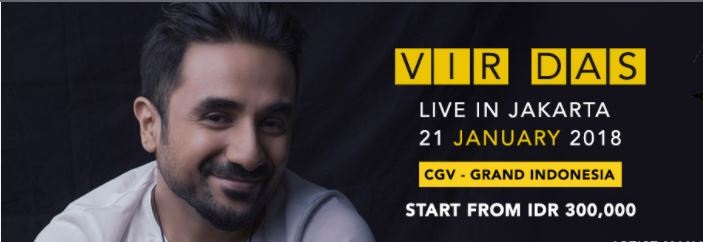 Vir Das Comedy Show in Jakarta on 21st Jan, 2018