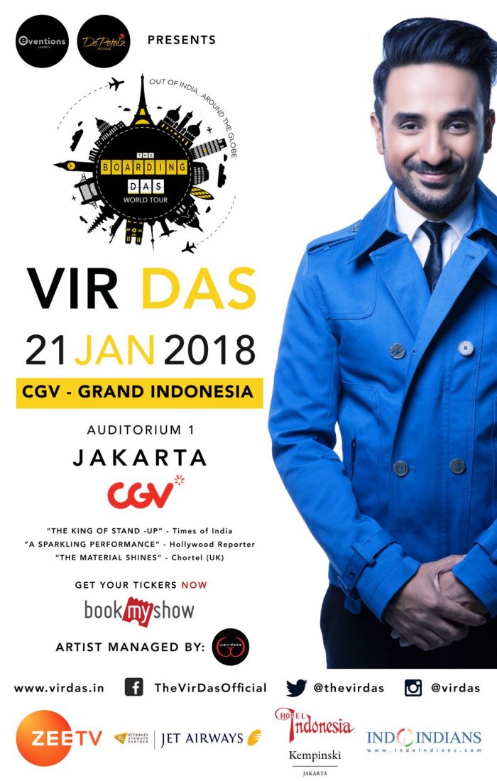 vir das poster Vir Das Comedy Show in Jakarta