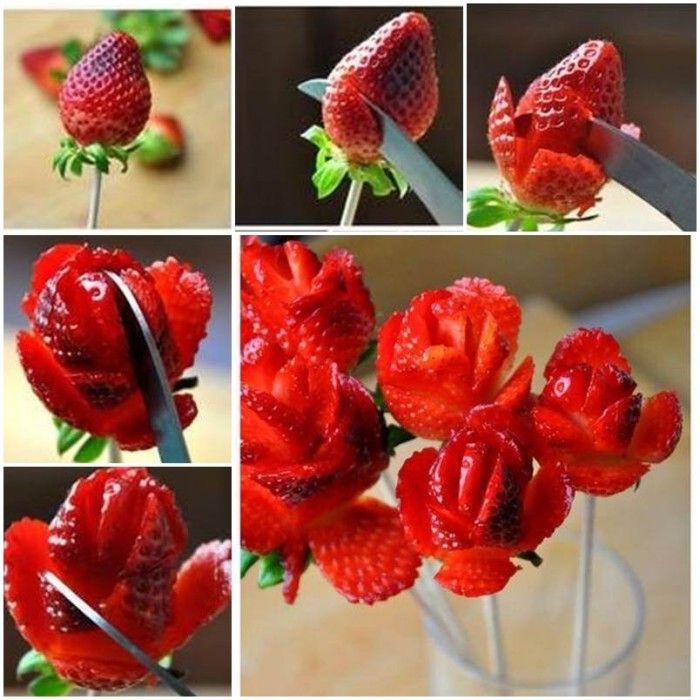 Edible strawberry rose for Valentine's Day