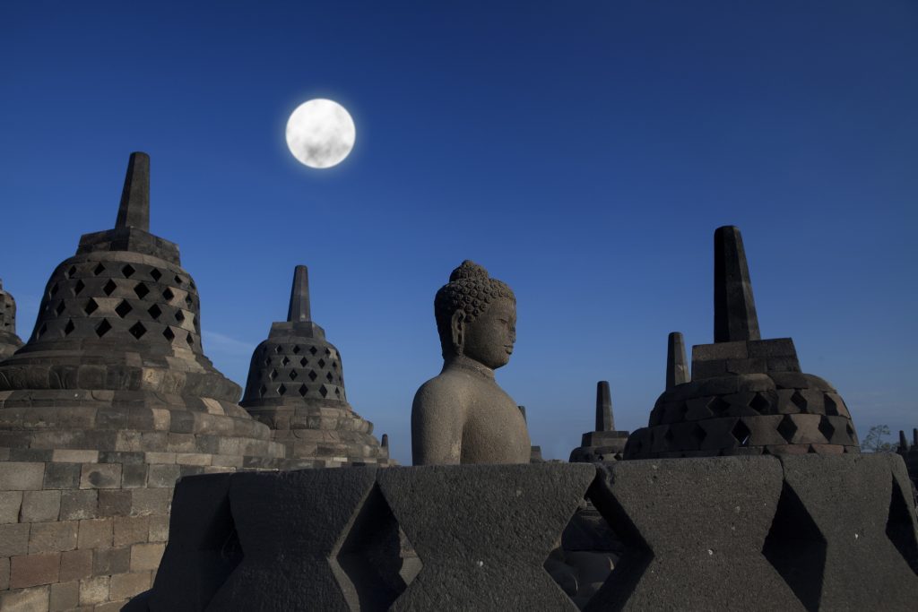 Borobudur under the full moon of Vesak