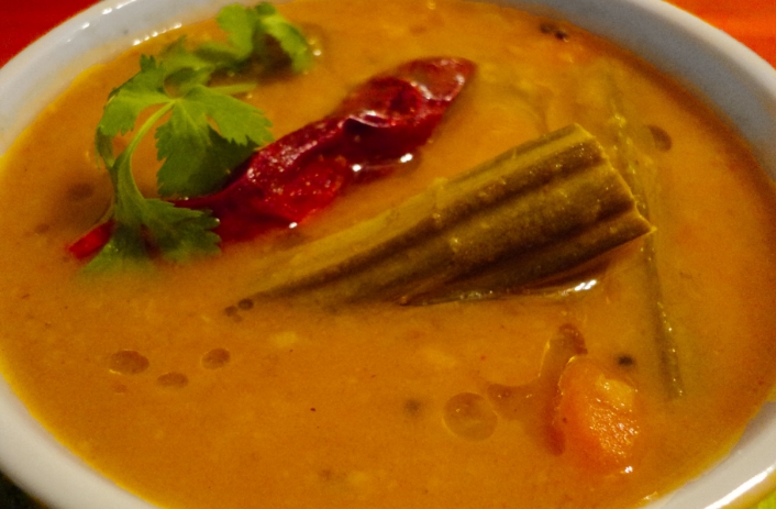 Drumstick and tomato sambhar by Shanthi Seshadari