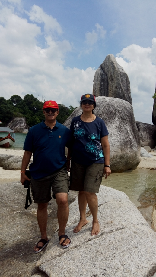 With my wife Uma, at one of the uninhabited islands