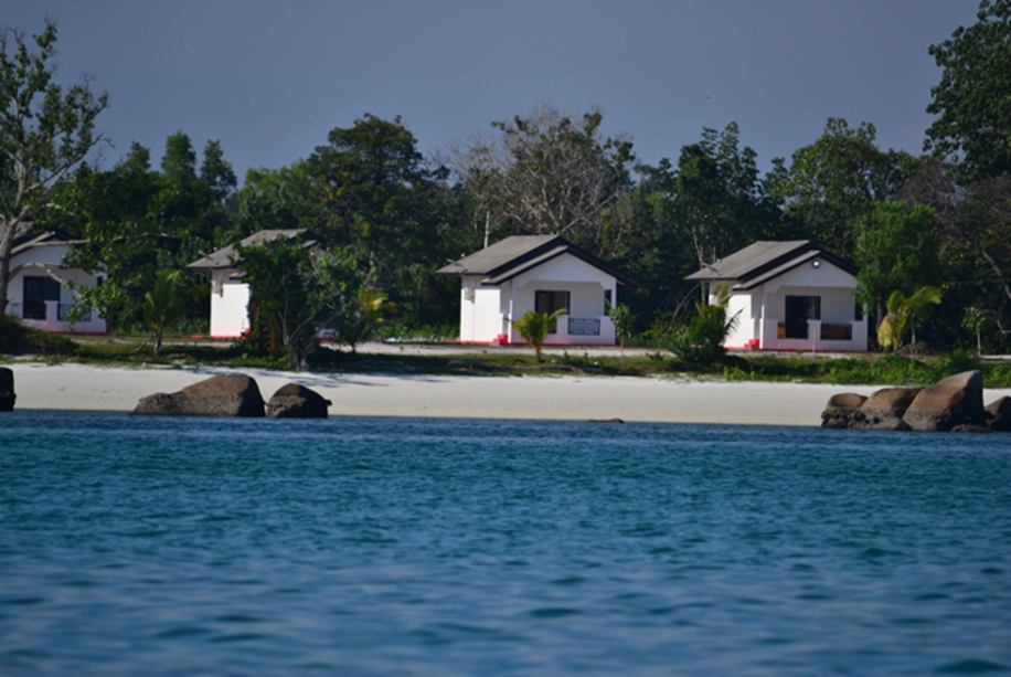 Lovely cottages on the beaches carpeted with bleached white sands