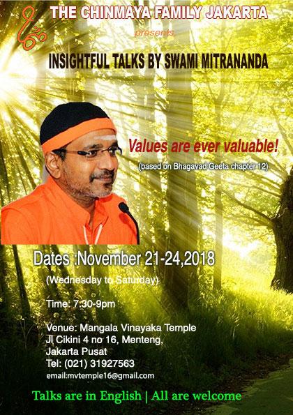 insightful talks by Swami Mitrananda