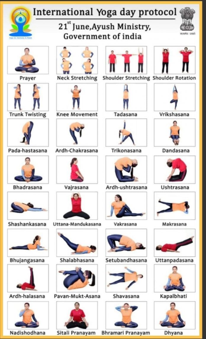 42 Yoga Poses of Common Yoga Protocol of International Day of Yoga