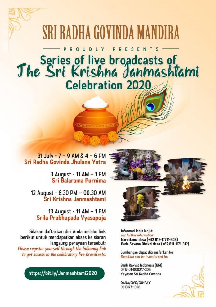 INVITATION TO SRI KRISHNA JANMASHTAMI FESTIVAL 2020