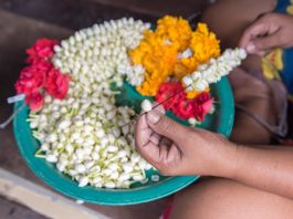 making flower garland