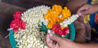 making flower garland