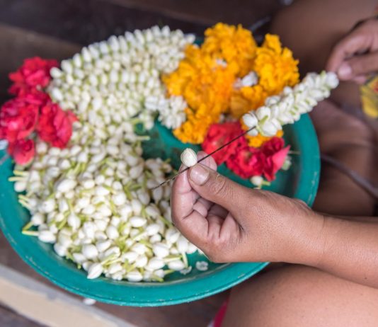 making flower garland