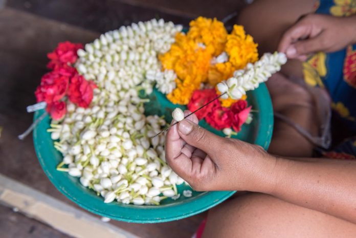 making flower garland