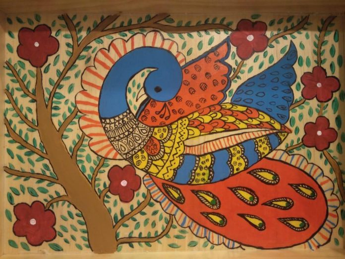 madhubani peacock by Meha Agarwal