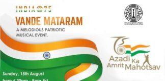 This is the big 75th Independence Day of India - Azadi ka Amrit Mahotsav. Join join us for an uplifting & inspiring patriotic musical online event - Vande Mataram with Singer Ashsh Thadani, Sudha Maheswari and DJ Perry.