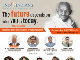 Indoindians online event inspired by Gandhi on 2nd oct 2021