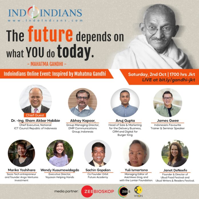 Indoindians online event inspired by Gandhi on 2nd oct 2021