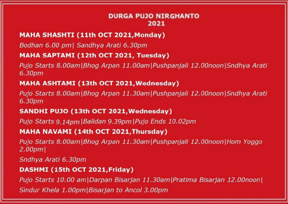 JABA Durgotsav 2021 Jakarta Schedule