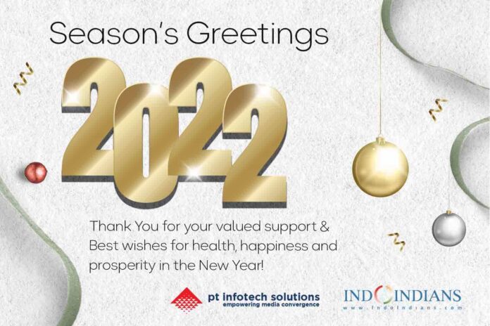 Indoindians Weekly Newsletter: Season's Greetings & Happy New Year 2022