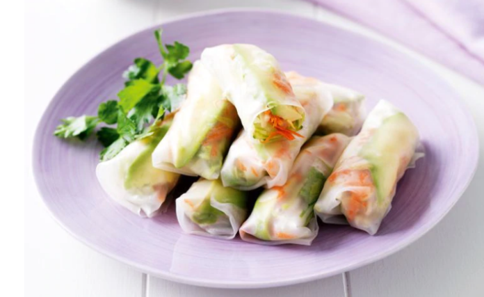 7 Ingredients & 2 Step Avocado Veggie Rice Paper Rolls