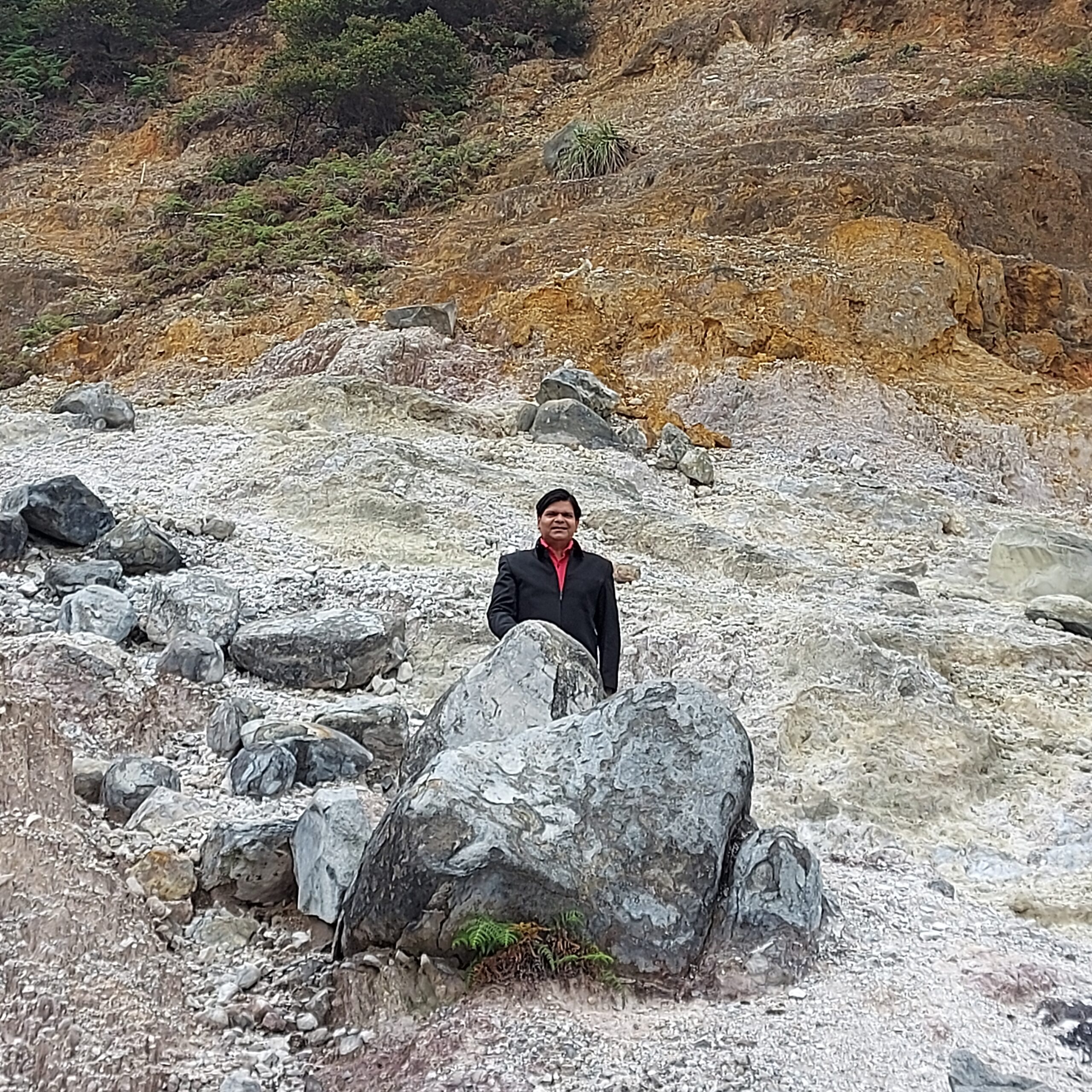 Amol Titus at Dieng while researching The Fellowship of Krakatau