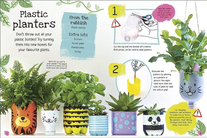 Upcycled plastic bottle planters