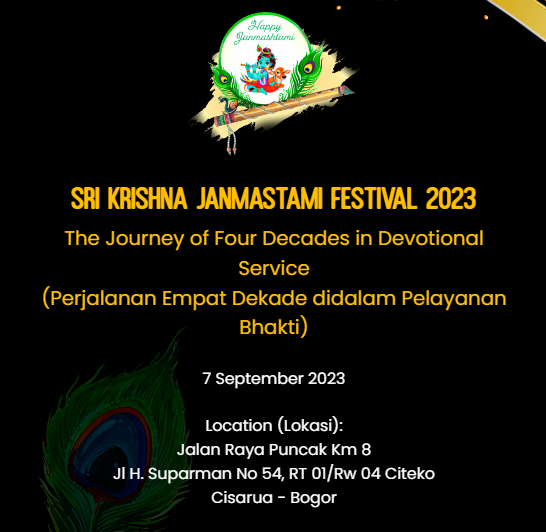 Celebrate Sri Krsna Janmashtami at ISKCON Temple Puncak on 7 Sept, 2023