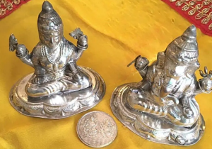 Cleaned Silver Laxmi Ganesh Idols