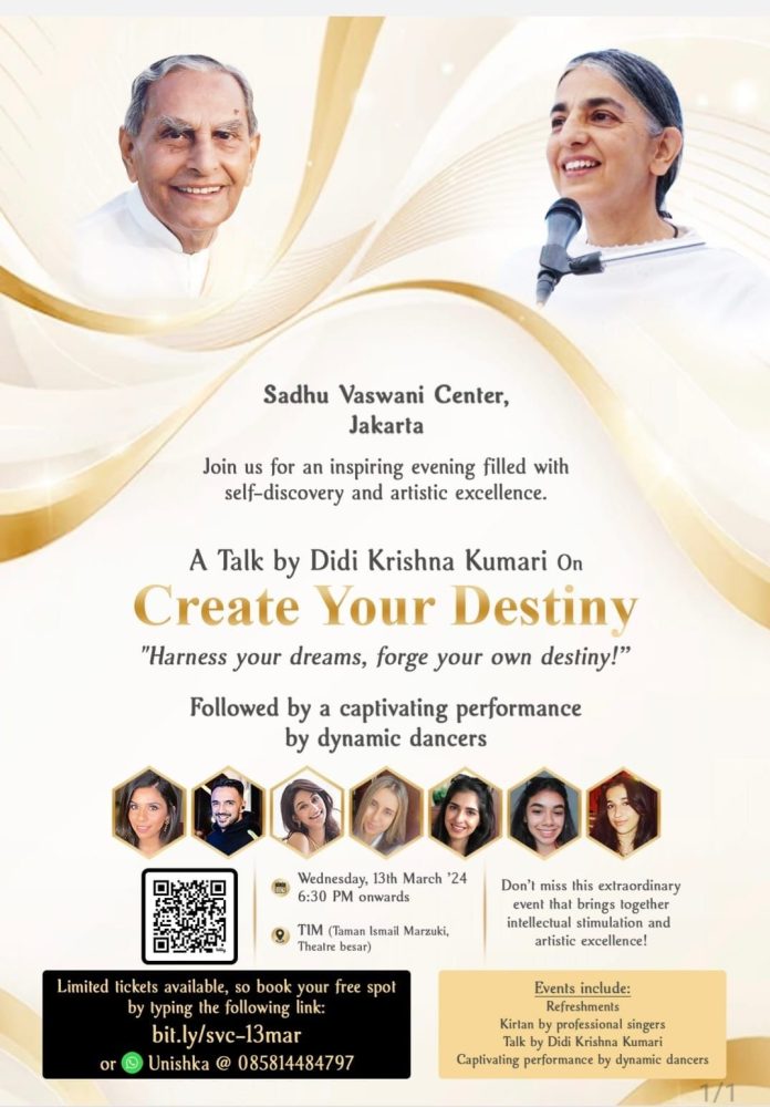 Create Your Destiny Talk by Didi Krishna Kumari on 13th March in Jakarta