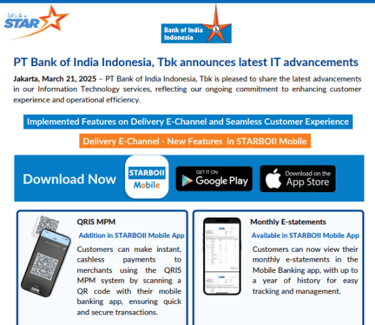 PT Bank of India Indonesia, Tbk announces latest IT advancements