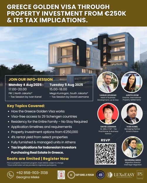 Greece Golden Visa Roadshow Heads to Jakarta on August 4–5, 2025