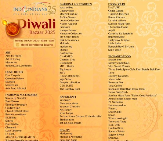 Participating Vendors at Indoindians Diwali Bazaar 5 October 2025 07082025