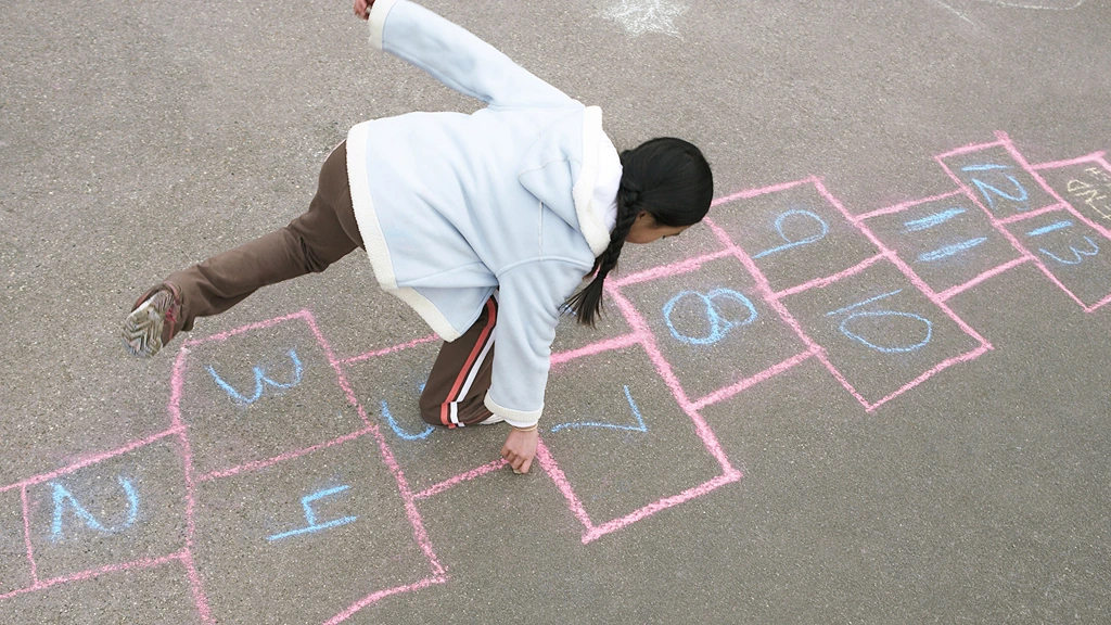 Indonesia Traditional Game Engklek or Hopscotch