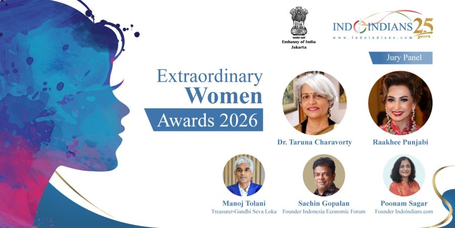 Indoindians Extraordinary Women Awards Jury Panel 2026 - Dr. Taruna Chakravorty, Raakhee Punjabi, Manoj Tolani, Sachin Gopalan and Poonam Sagar