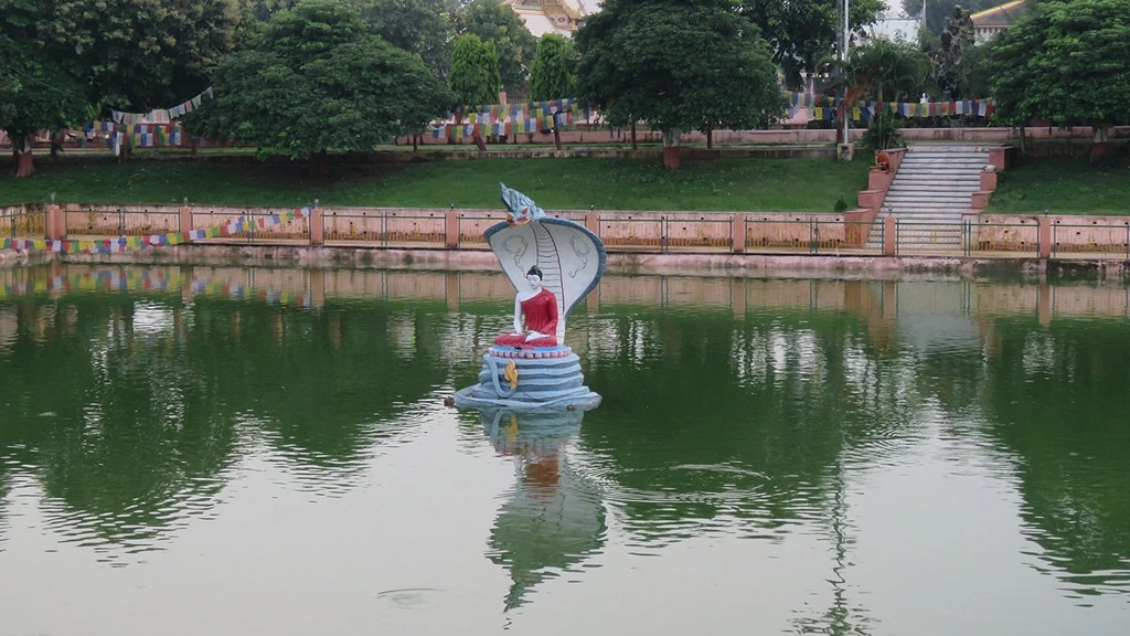 Meditation Garden and Muchalinda Sarovar Lake Bodh Gaya India