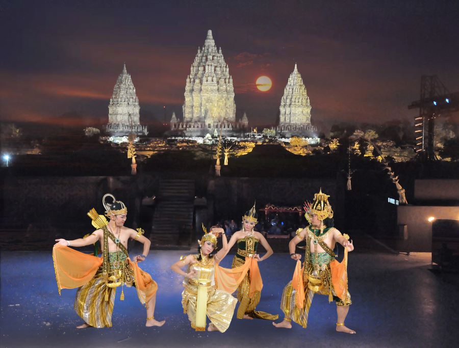 Ramayana Ballet against Prambanan Temple as Backdrop