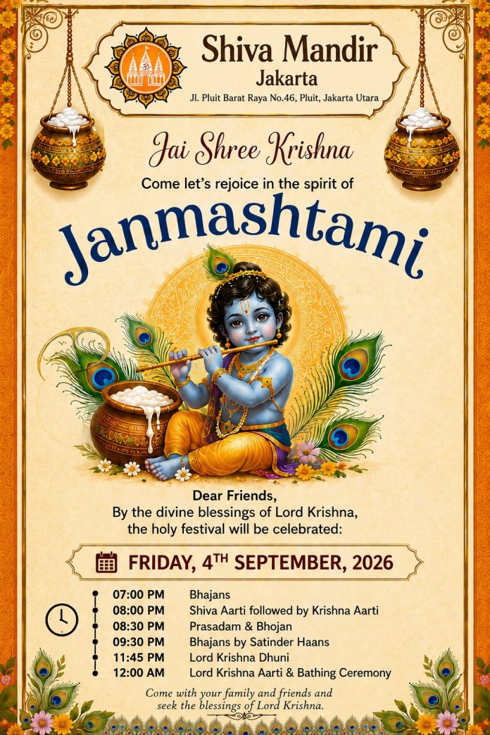 Janmashtami Celebration at Shiva Mandir Jakarta on Friday, 4 September 2026